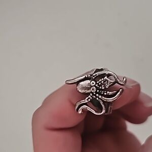 Vintage pewter octopus ring